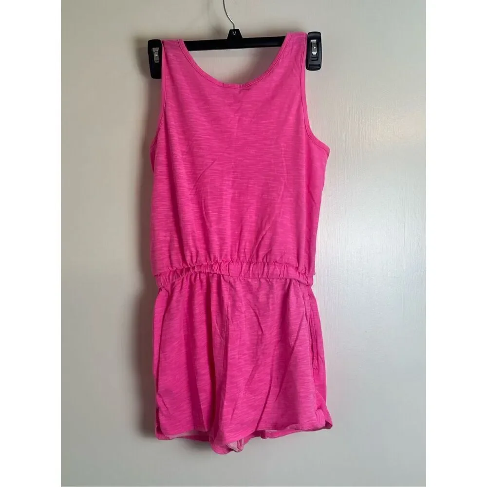 Justice girls’ bright pink romper size large